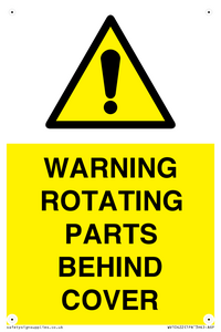 WARNING ROTATING PARTS BEHIND COVER